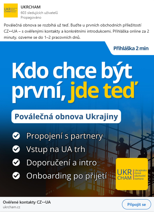 Poválečná obnova — náhled reklamy