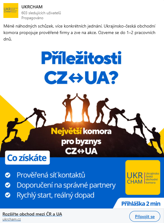 Příležitosti CZ↔UA — náhled reklamy
